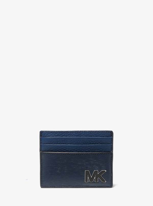 Panske Penazenky Michael Kors Hudson Two-Tone Leather Card Case Námornícka Modrá - Doplnky Michael Kors Levně | AXIZQ-2469